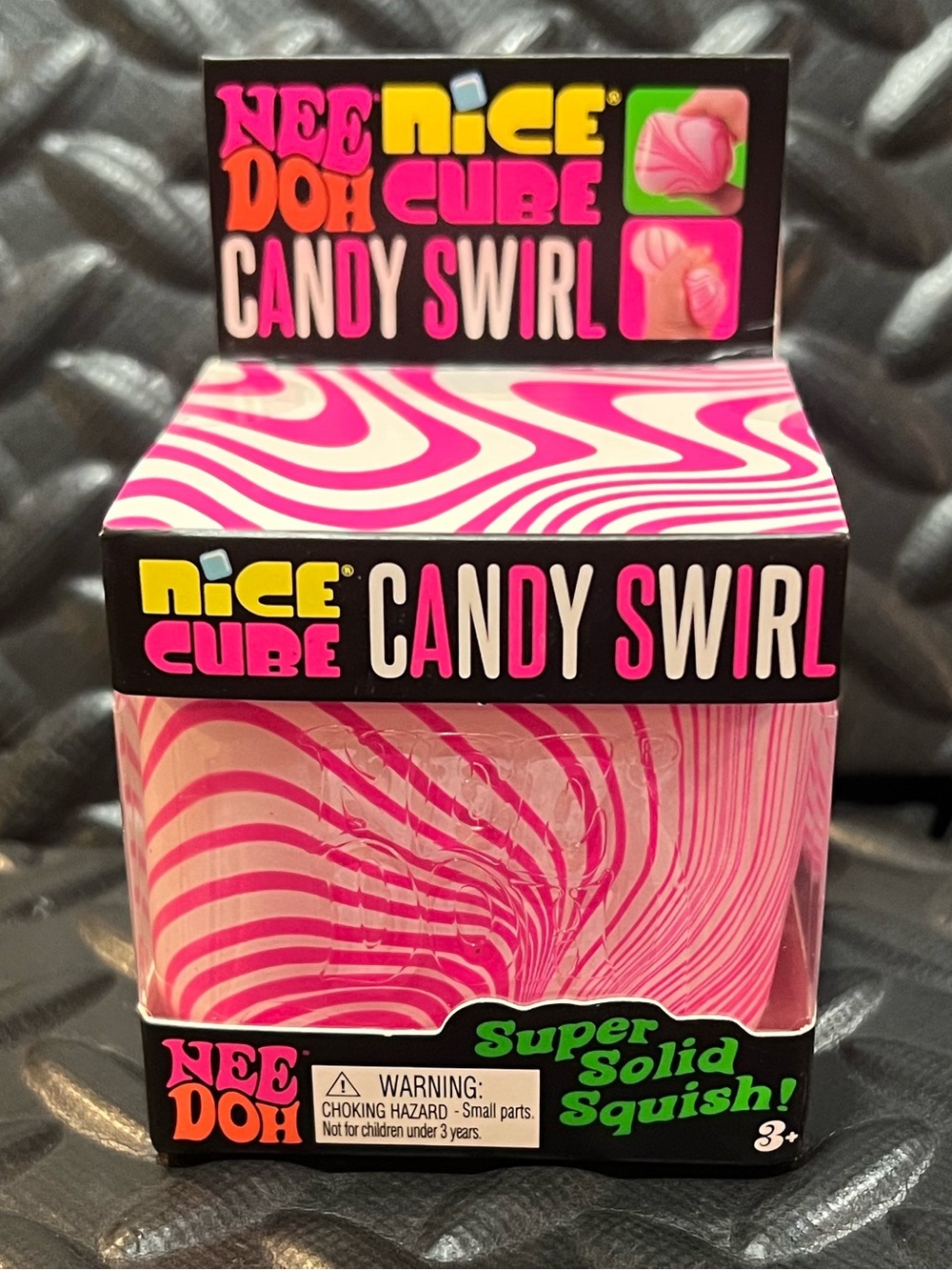 NeeDoh Nice Cube Candy Swirl Pink Super Solid Squish